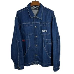 Vintage Don Dark Wash Heavy‎ Denim Chore Jacket Pockets Size 2XL *SEE NOTES*